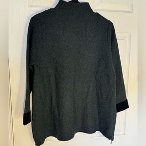 Tahari Dark Gray Mock Neck Minimalist Oversized  Sweater‎ Size Large 3/4 sleeve